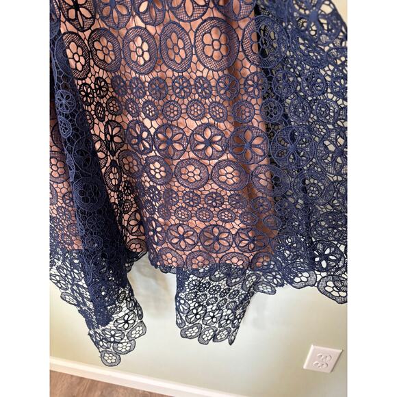 Self-Portrait Navy Lace Asymmetrical Dress Size 4 - Picture 5 of 11